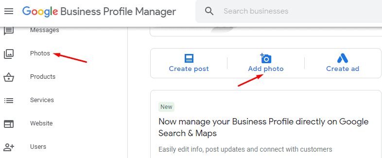 Add Photos to Business Profile
